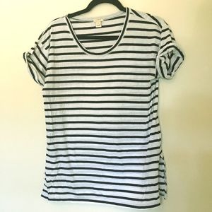 J. Crew Black & White Striped Tunic Tee